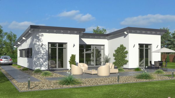 3D Einfamilienhaus Pultdach
