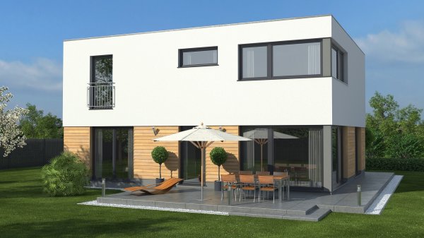 3D Visualisierung Einfamilienhaus Flachdach