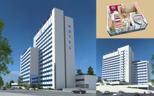 3D Visualisierung Hochhaus - Hotel