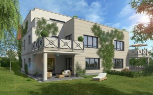 3D Visualisierung MFH Balkon Terrasse