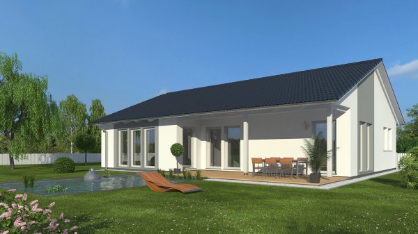 3D Visualisierung Einfamilienhaus Bungalow Satteldach