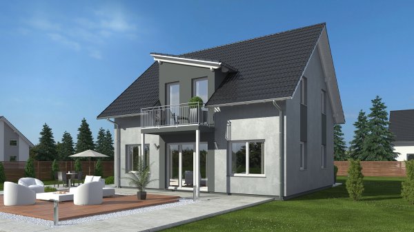 Preis 3D Visualisierung Einfamilienhaus Erker Balkon