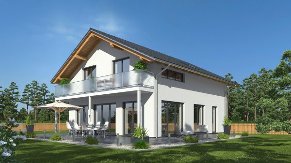 Preis 3D Visualisierung Einfamilienhaus Satteldach Balkon