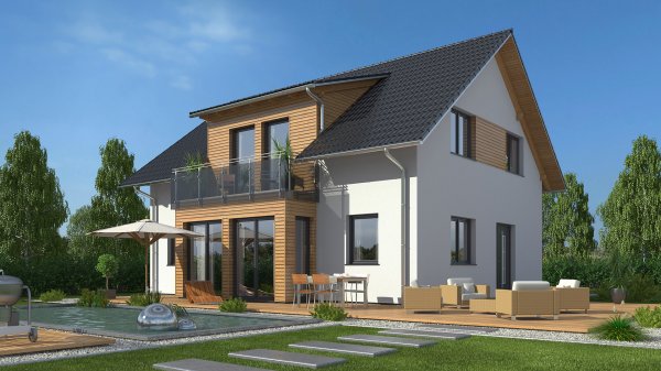 3D Visualisierung Einfamilienhaus Satteldach Gaube