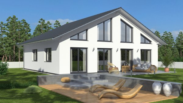 3D Visualisierung Einfamilienhaus Satteldach