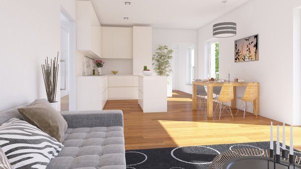 3D Innenraumvisualisierung Wohnen Essen Kueche