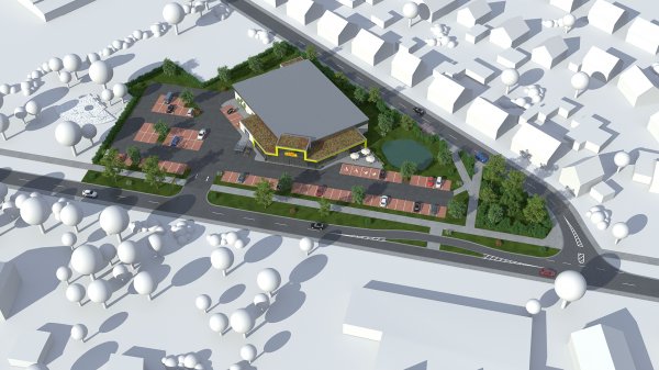 Preis 3D Visualisierung Lageplanansicht Einkaufsmarkt