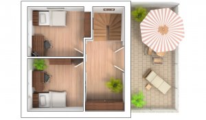 2D 3D Grundriss Dachterrasse