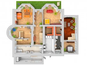2D-3D Grundriss Villa Etage EG