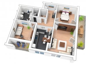 3D Grundriss Etagenwohnung