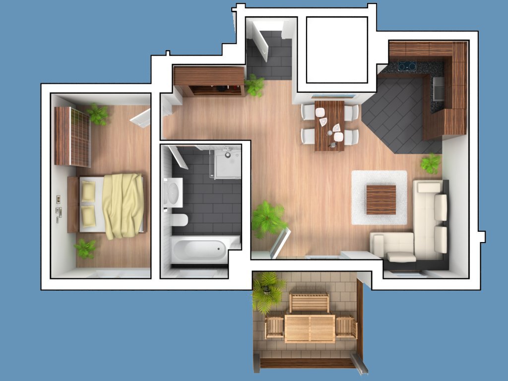 2D-3D Grundriss mit Tiefe