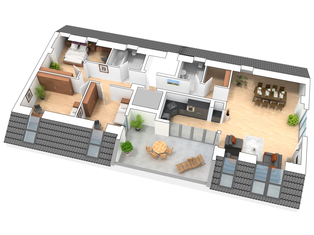 3D Grundriss Dachwohnung