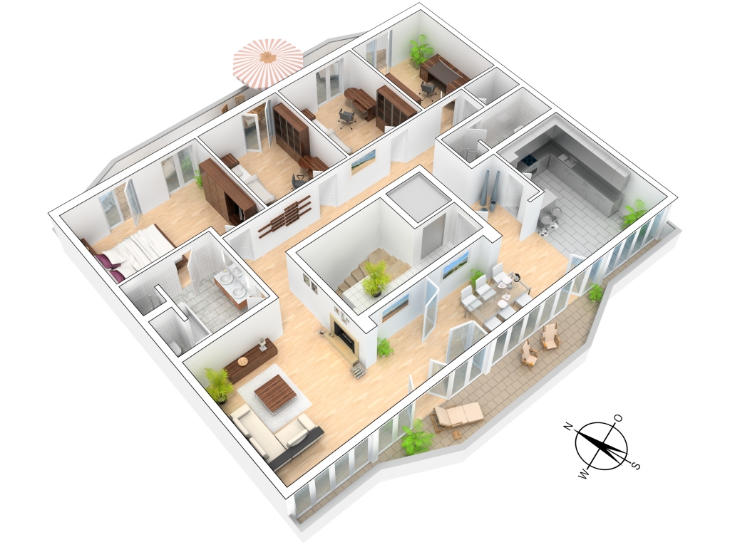 3D Grundriss Grossraumwohnung