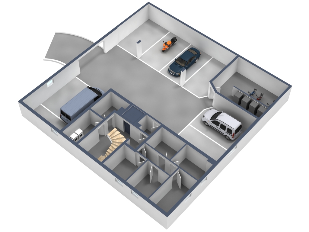 3D Grundriss Parkplatz